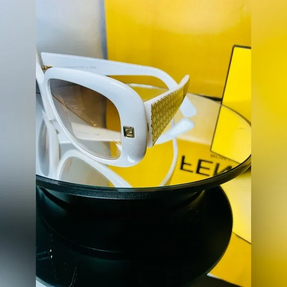 Fendi FS419 White Sunglasses with Logo Arms